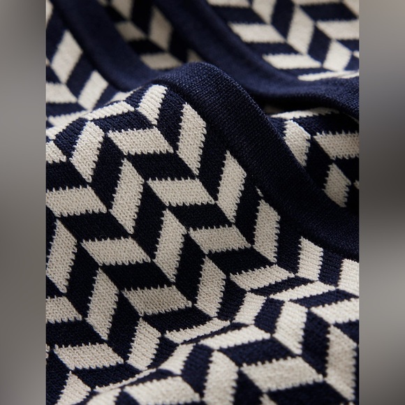 NWT Boden Jacquard Coatigan in Navy Ivory Dogtooth - Picture 7 of 11